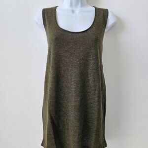 NWT EILEEN FISHER Cyprus Green Fine Merino Wool Jersey U-Neck Shell Top Medium